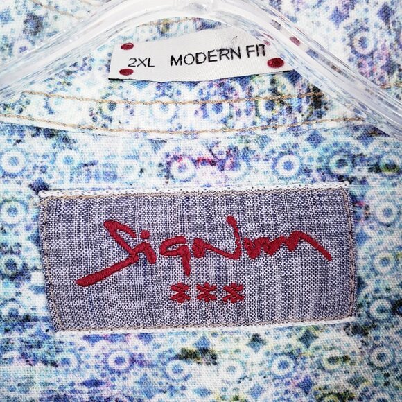 Signum Germany Button-Up Shirt Modern Fit Long Sleeve Abstract Woven size 2XL - Picture 2 of 9